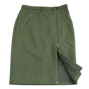 J. Crew green Asymmetrical Zip Wool Skirt